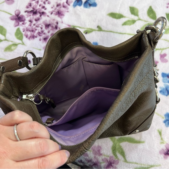 Coach Brown Leather Shoulder Bag w/ purple lining - Picture 11 of 13